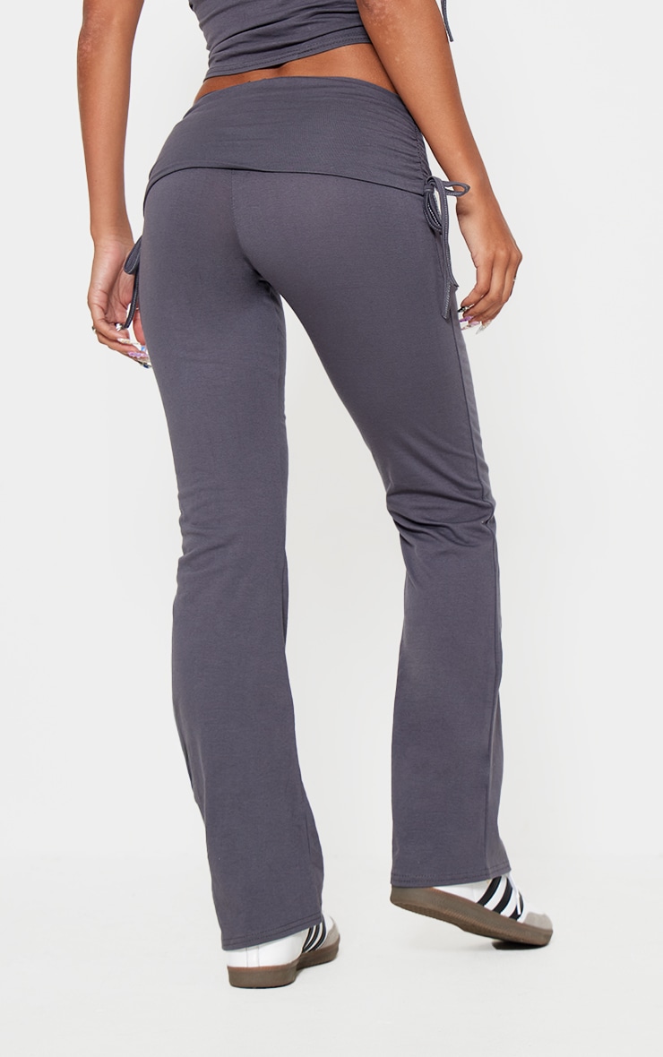 Dark Grey Foldover Flared Leggings image 3