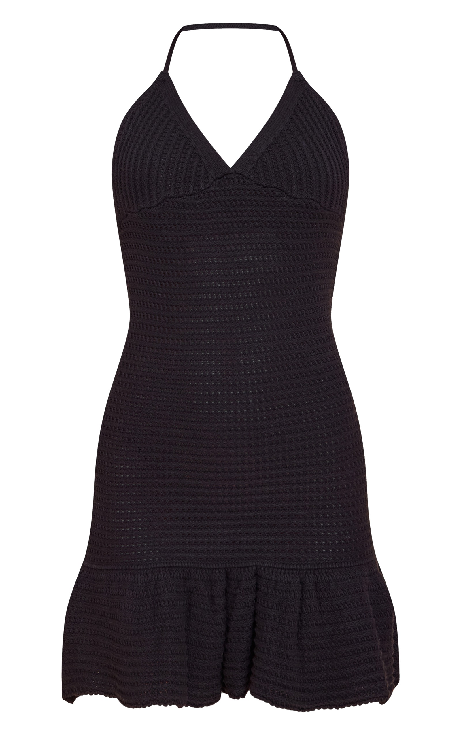 Black Crochet Mini Dress Knitwear PLT