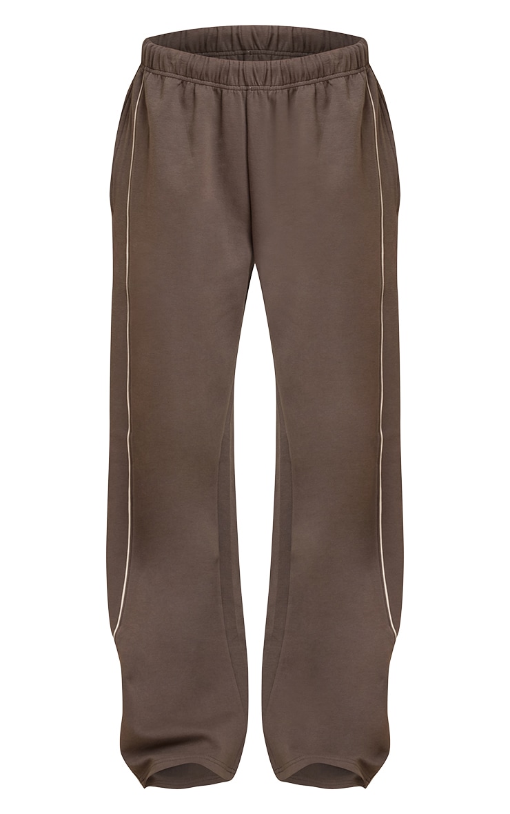 Charcoal Interlock Contrast Piping Wide Leg Track Pants image 5