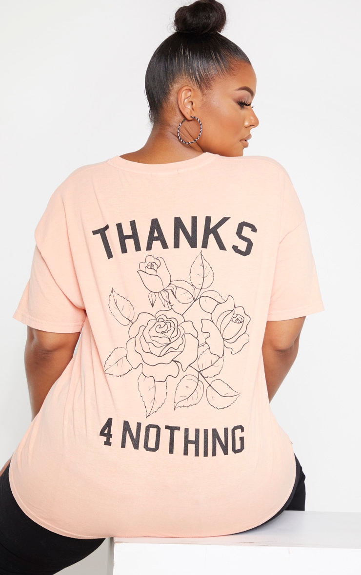 PLT Plus - T-shirt orange délavé à slogan Thanks 4 Nothing