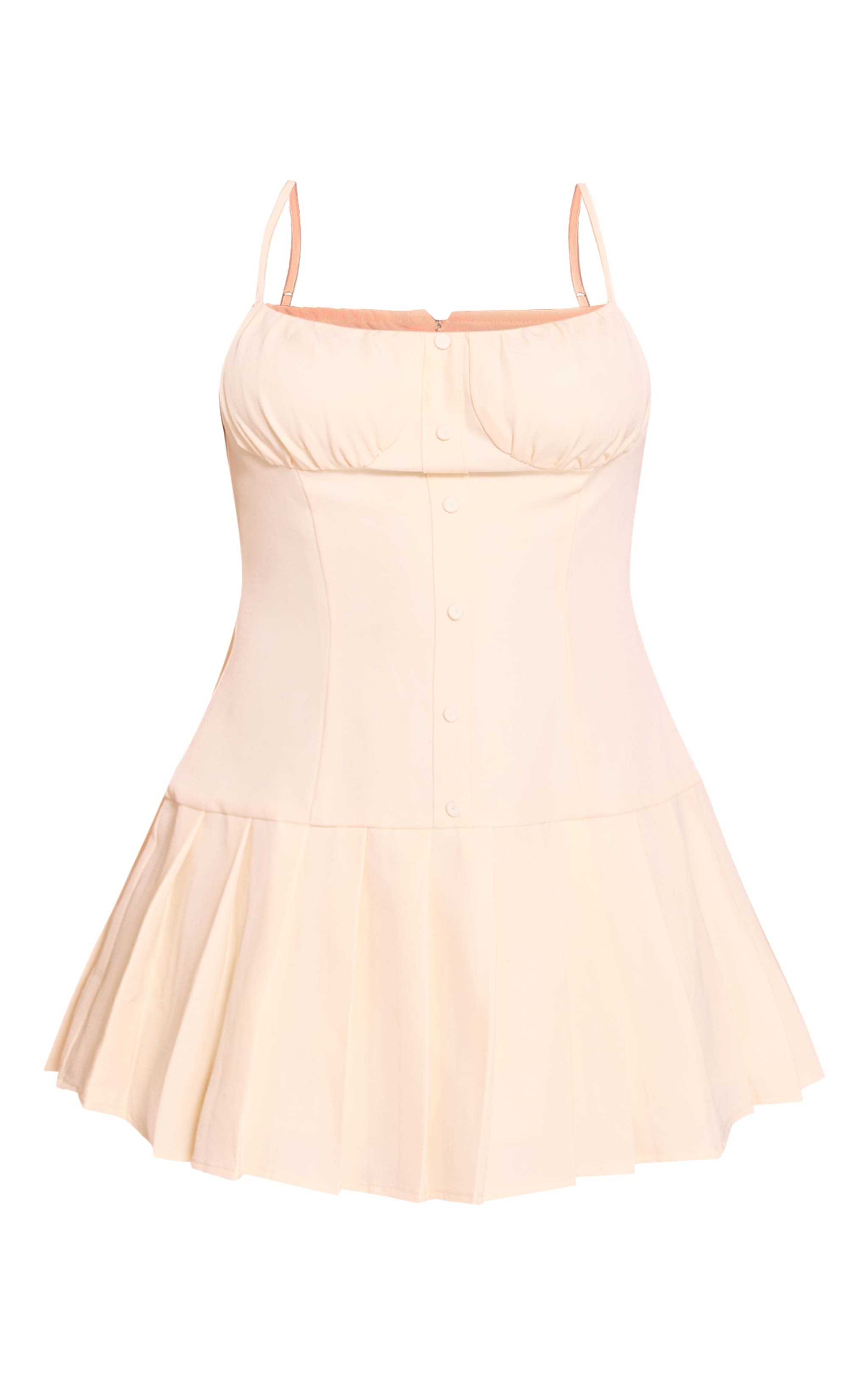 Plus Butter Cream Woven Button Down Detail Pleated Shift Dress image 5