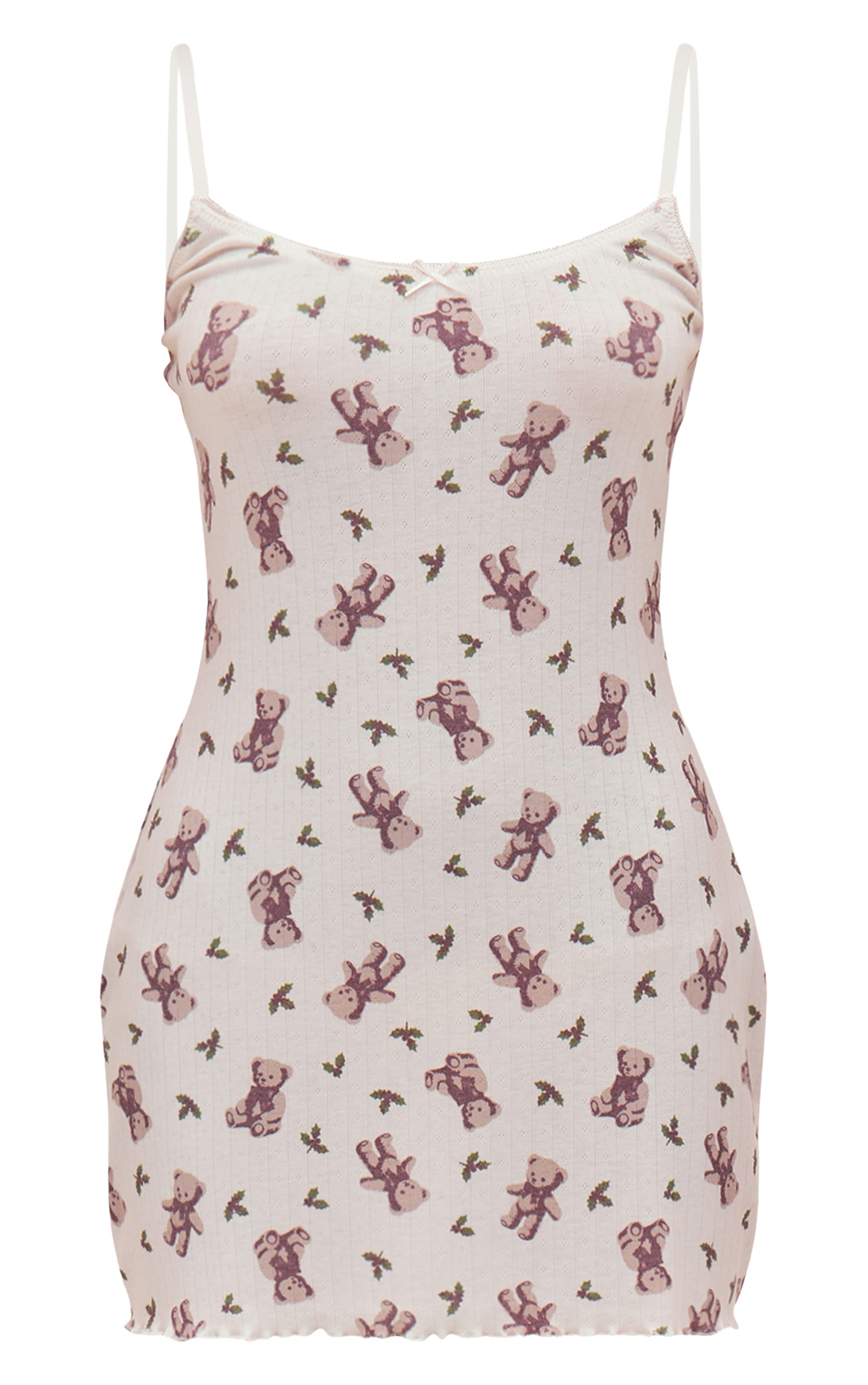 Teddy Bear Print Pointelle Mini Pyjama Dress image 5