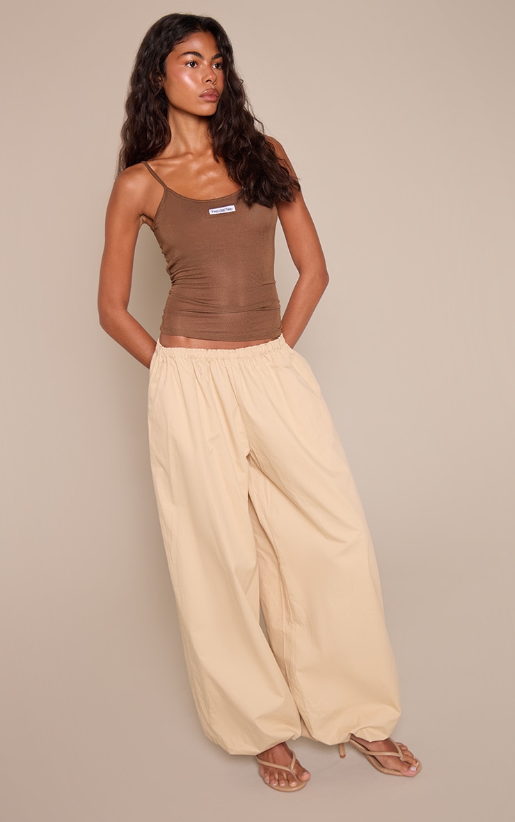 Beige Balloon Style Cargo Pants