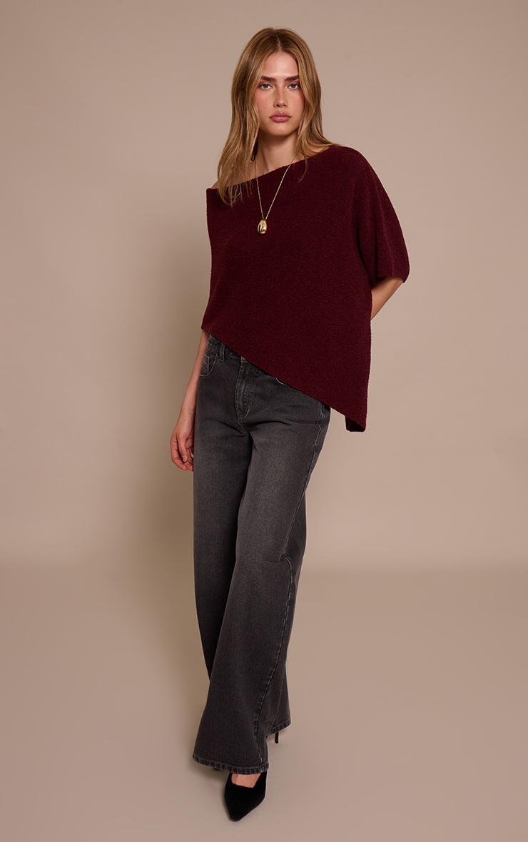 Wine Boucle Cape Top image 3