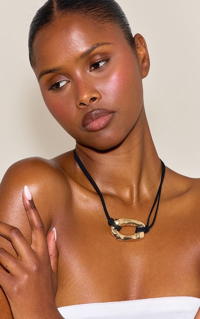 Gold Abstract Oval Statement Necklace