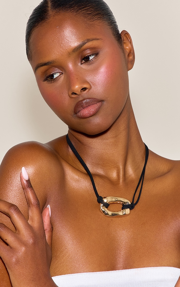 Gold Abstract Oval Statement Necklace