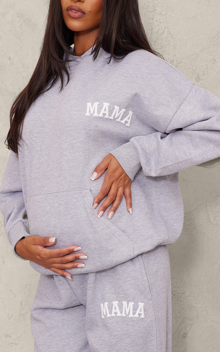 Maternity Grey Marl Mama Printed Hoodie image 4