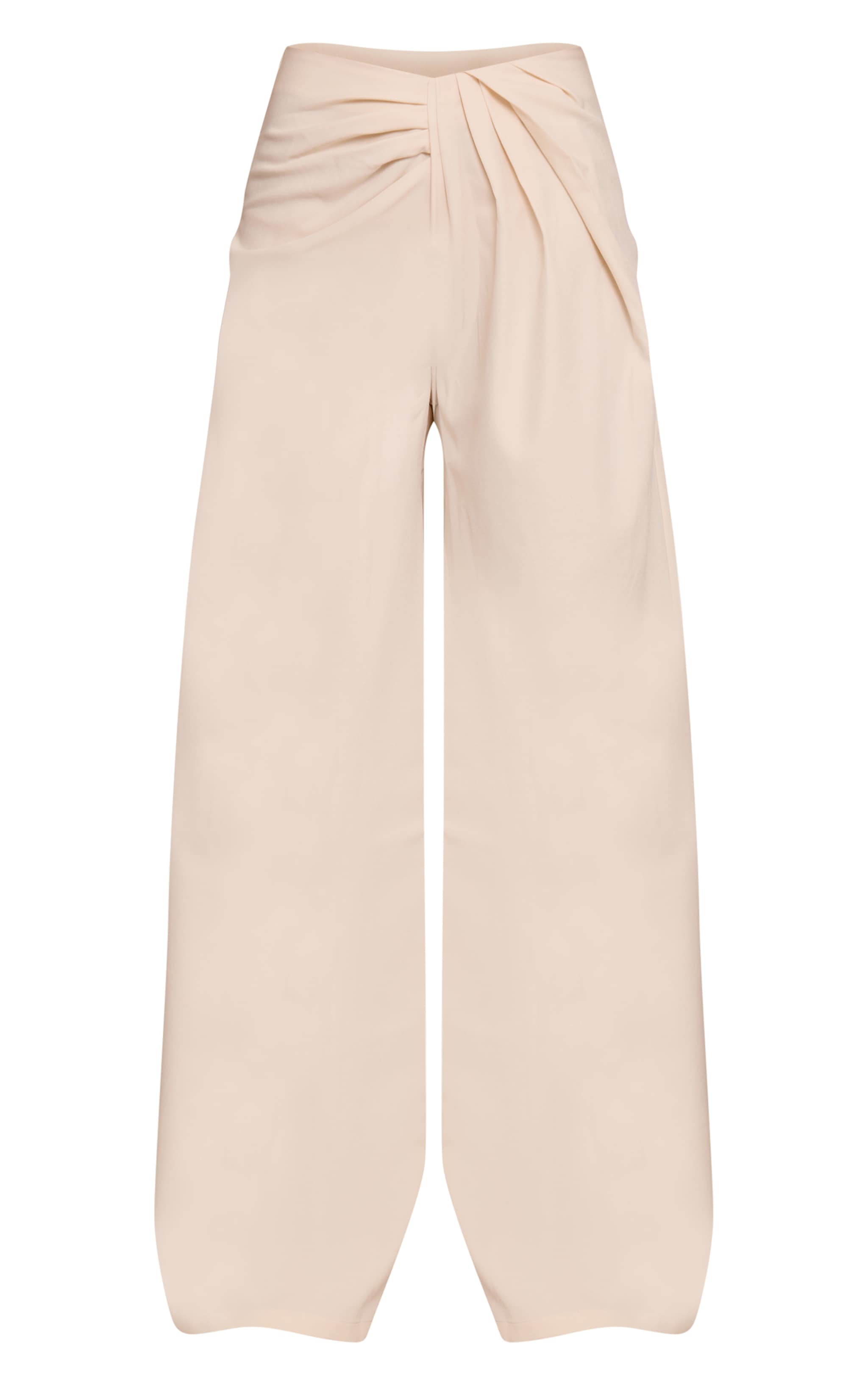  Tall Cream Tailored Woven Pleat Detail Wide Leg Pants image 5