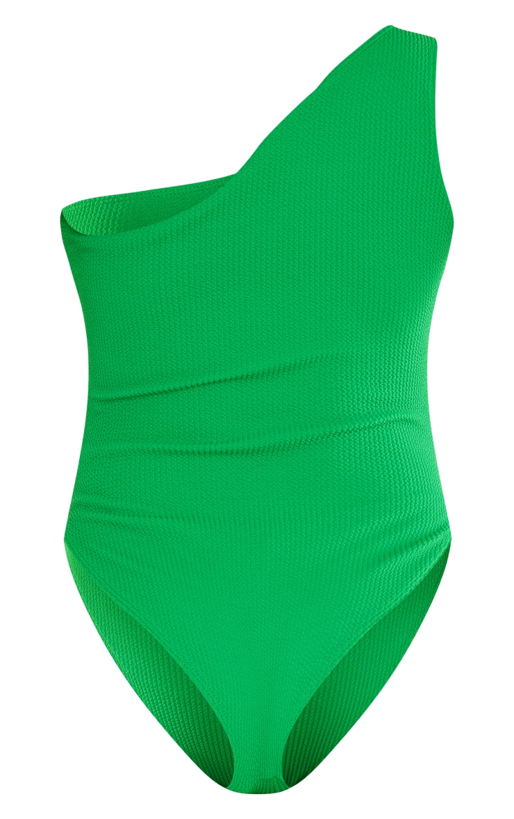 Maternity Green One Shoulder Crinkle Swimsuit PrettyLittleThing QA
