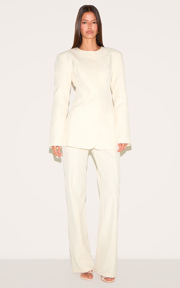 Pantalon de tailleur large amande image 1