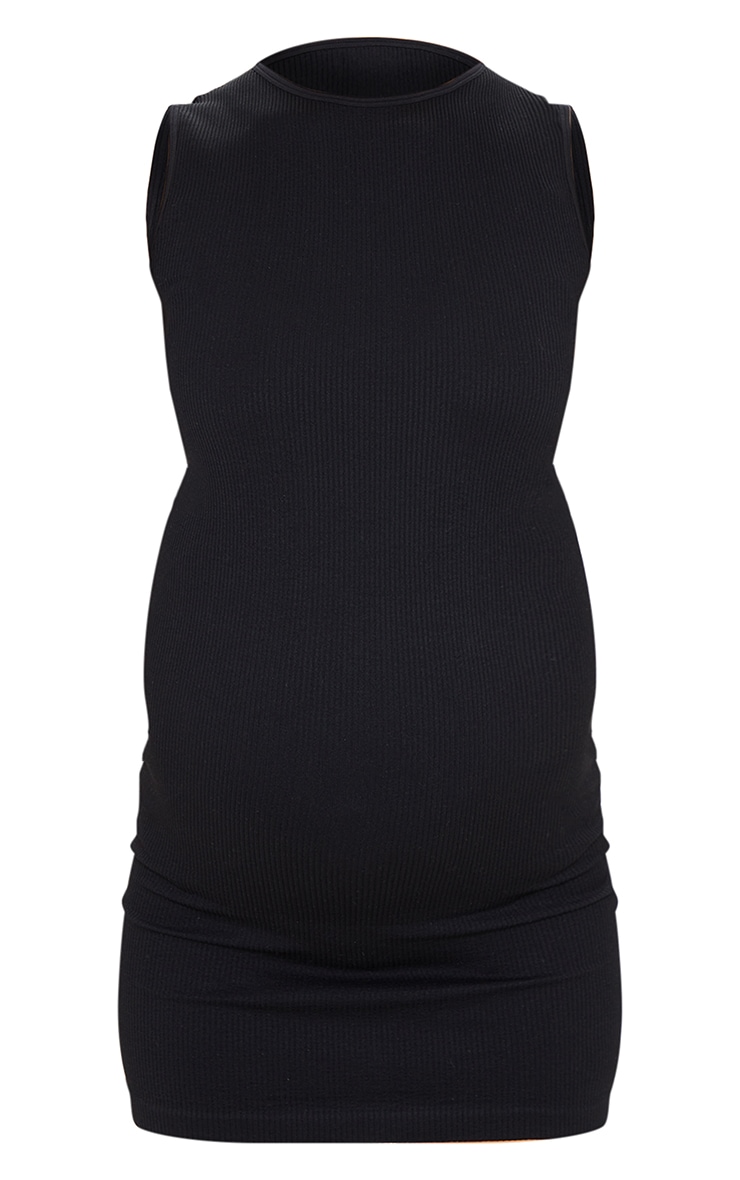 Maternity Black Contour Racer Neck Bodycon Dress image 5