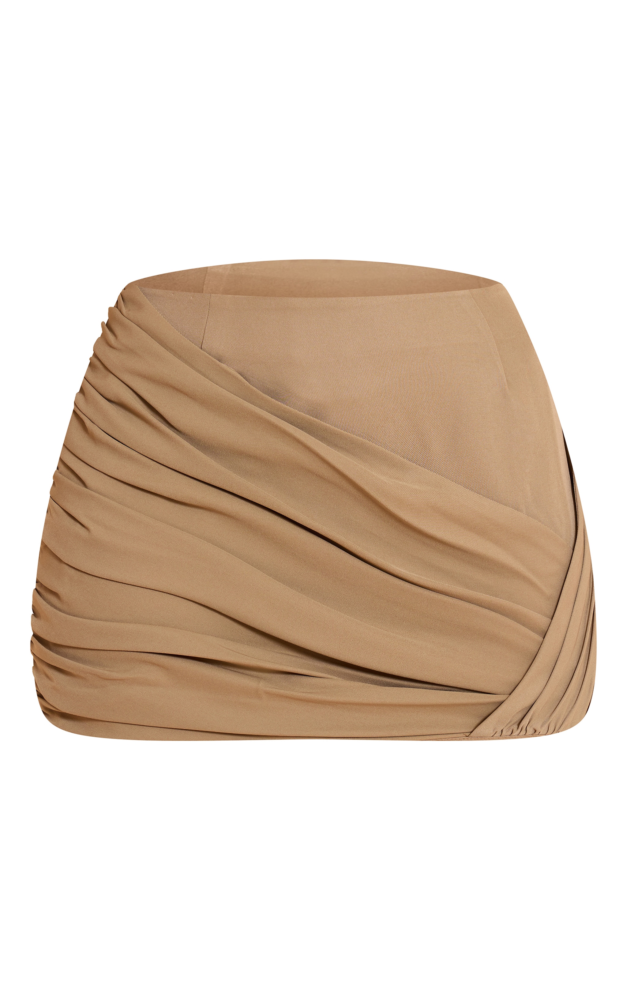 Mushroom Woven Wrap Front Ruched Mini Skirt image 6