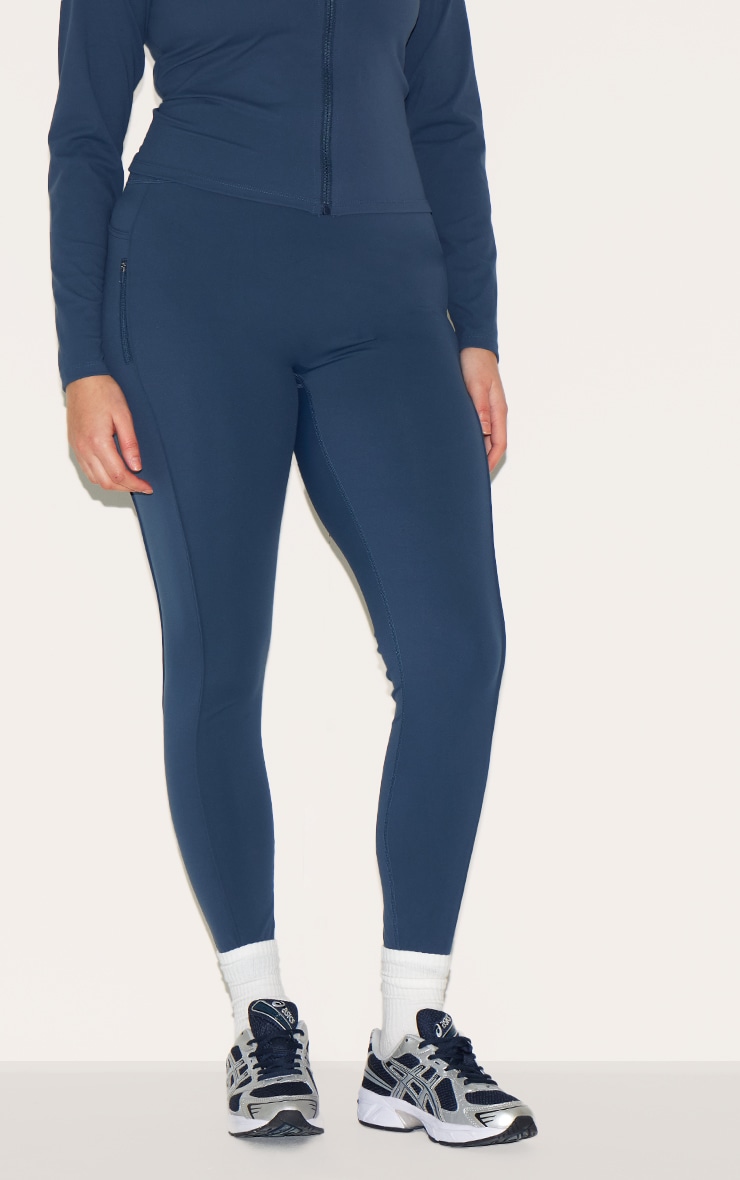 Midnight Blue Sculpt Side Pocket Gym Leggings image 2