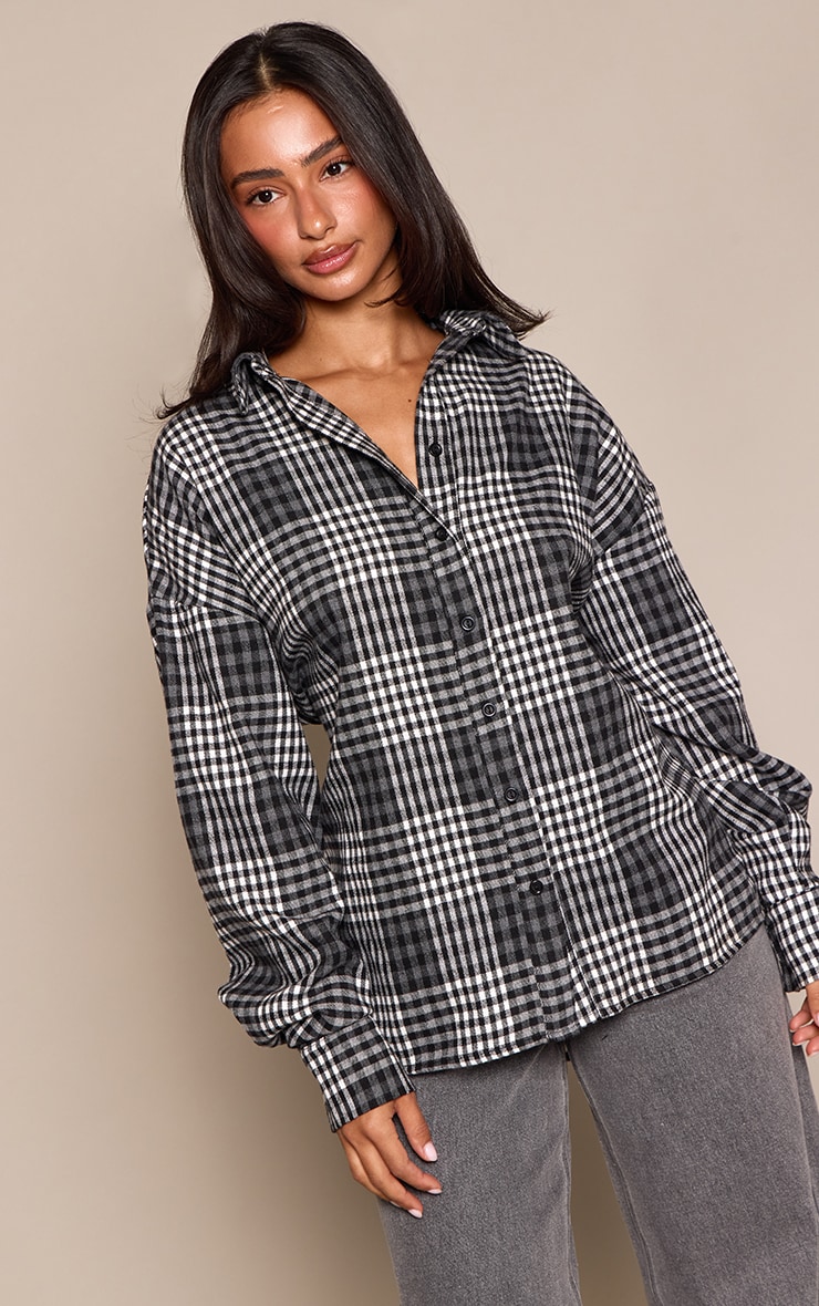 Petite Black Checked Tie Back Flannel Shirt