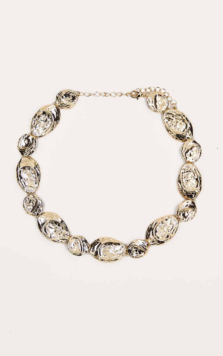 Gold Textured Pebble Choker Necklace image 2