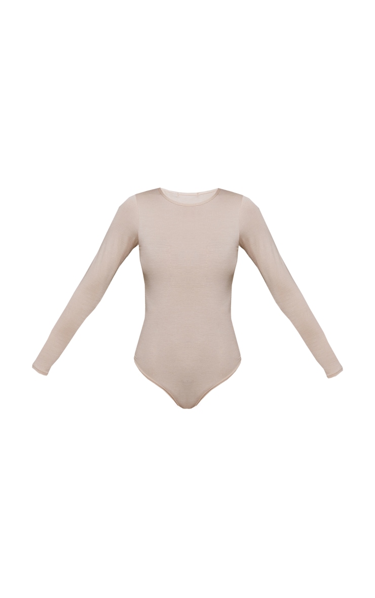 Tall Oatmeal Basic Crew Neck Long Sleeve Bodysuit image 5