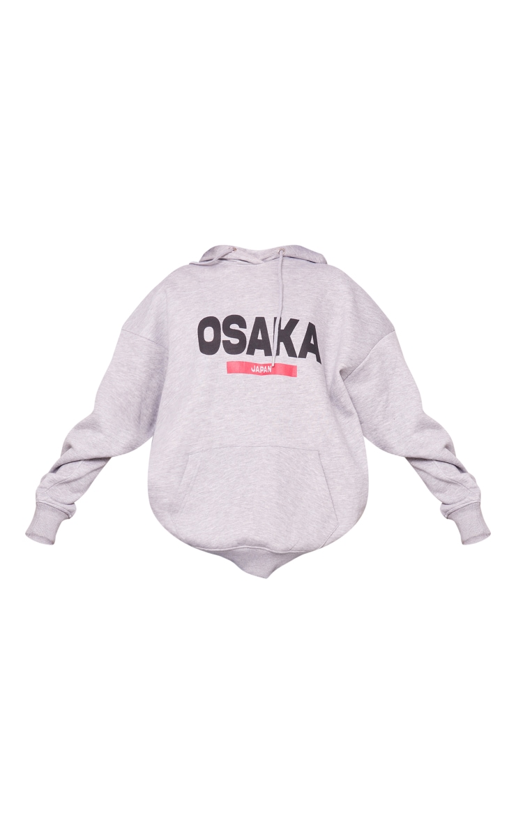 Grey Marl Osaka Print Hoodie image 5