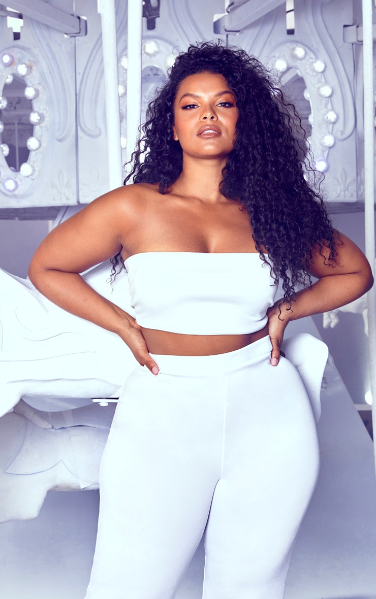 Plus White Bandeau Crop Top