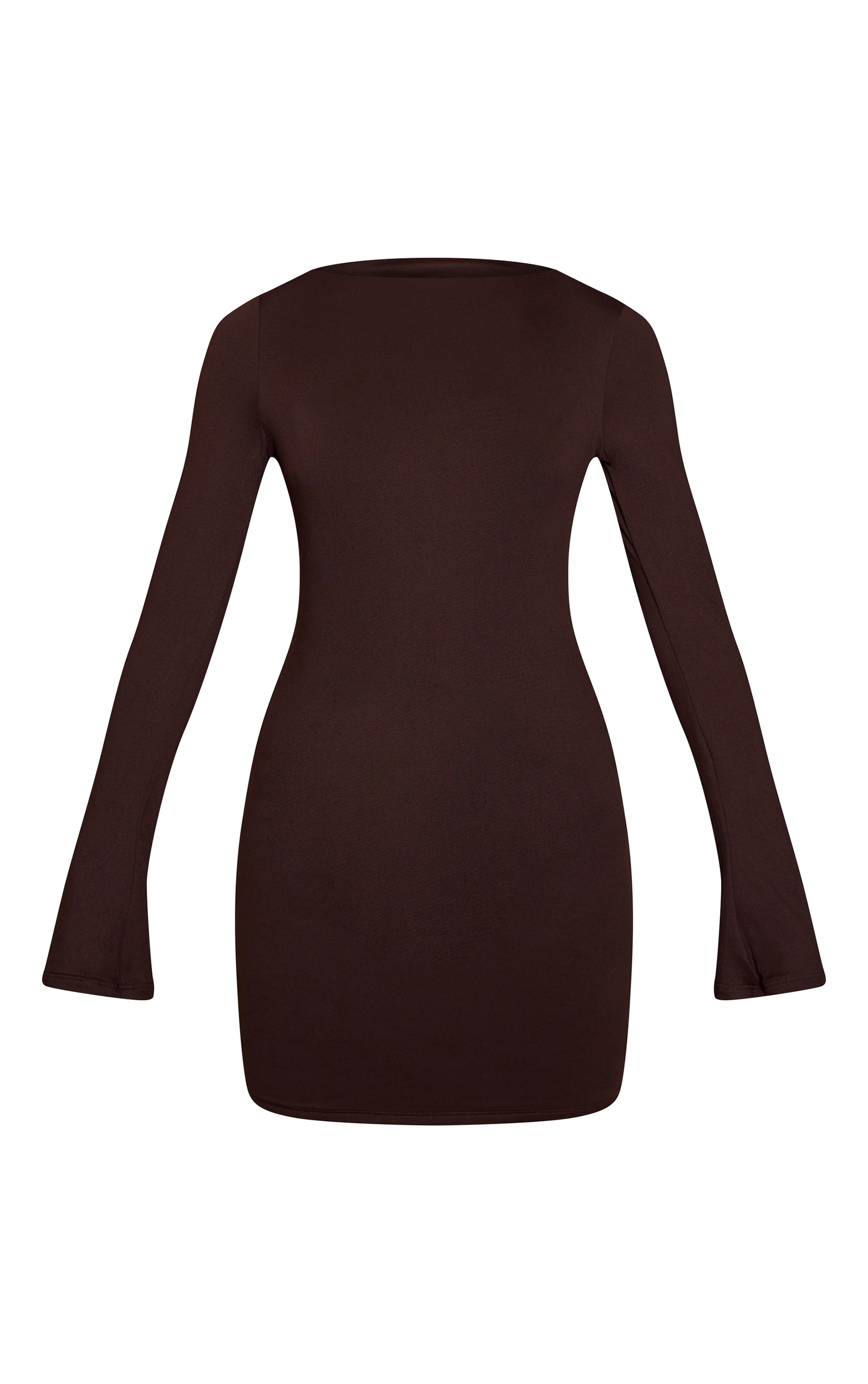 Chocolate Soft Touch Jersey Long Sleeve Bodycon Dress image 5