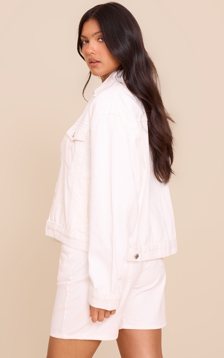 White Oversized Classic Denim Jacket image 2