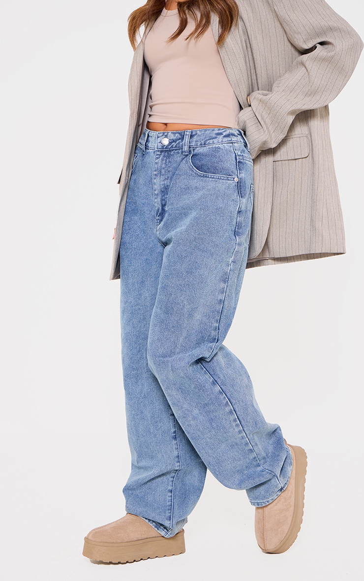 Vintage Mid Wash Dipped Back Waistband Boyfriend Jeans image 2