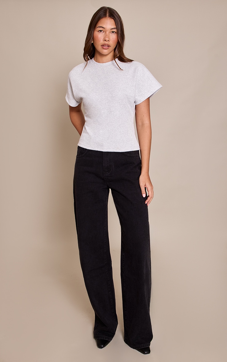 Grey Heavy Rib Cinched Waist T Shirt  image 3