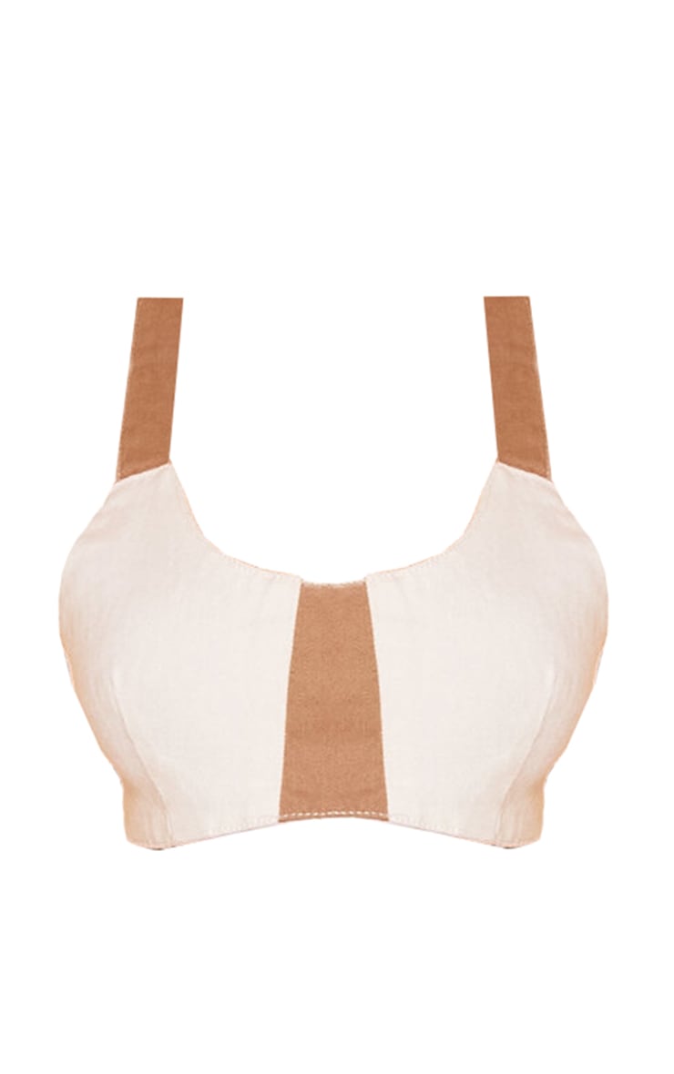 Cream Dart Detail Denim Bralet image 5