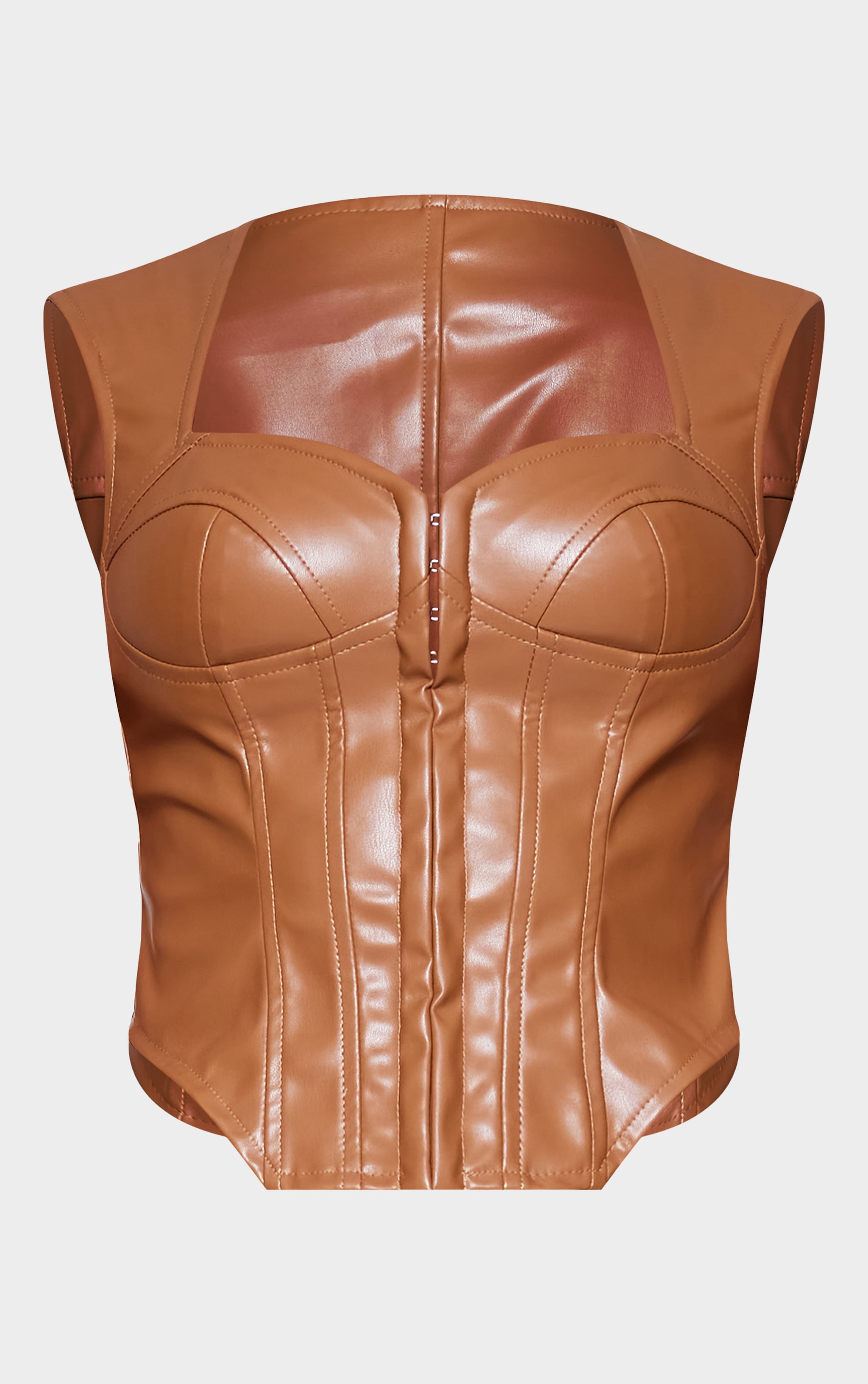 Stone Faux Leather Corset Detail Long Top image 5