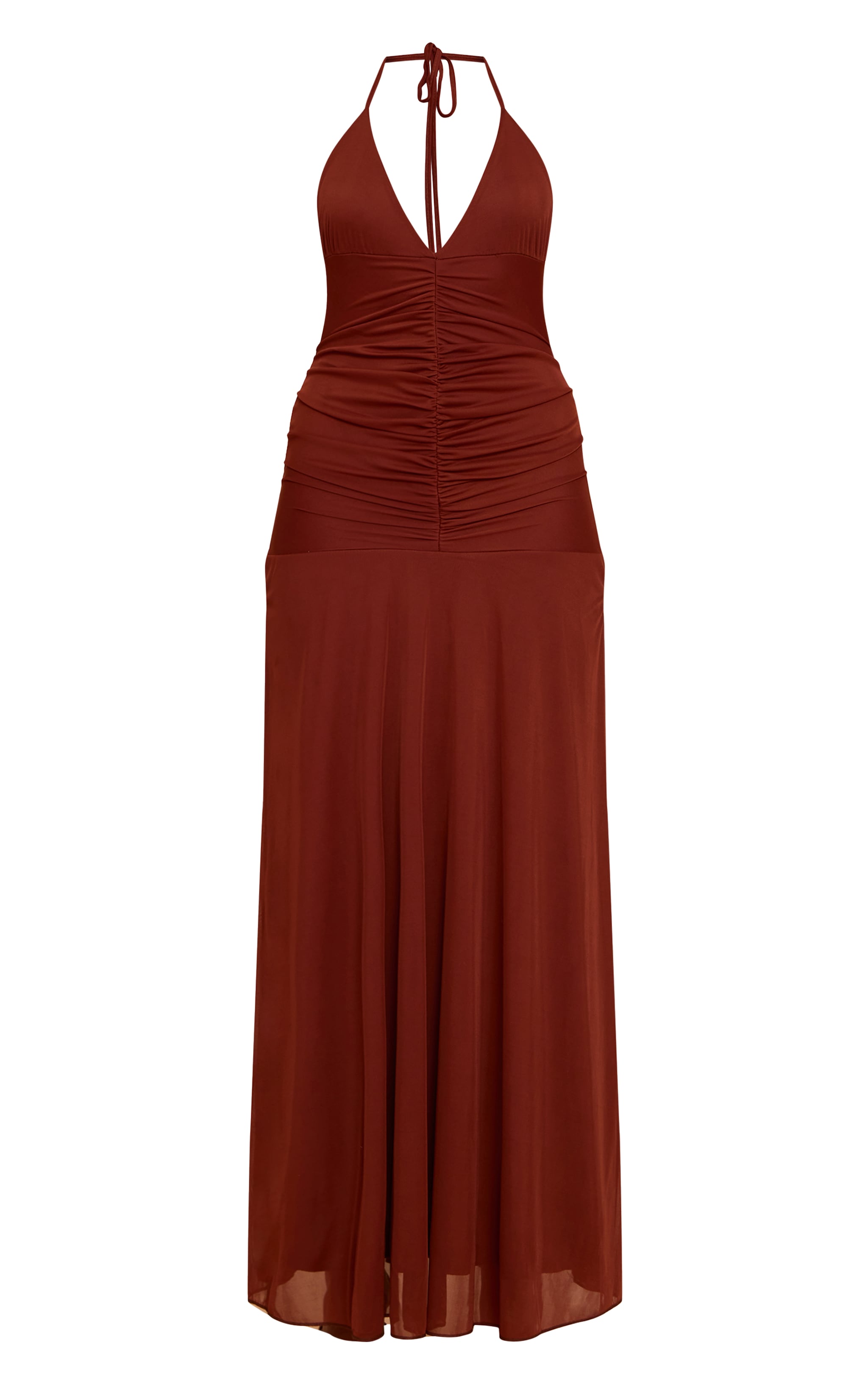 Chocolate Ruched Detail Strappy Maxi Dress image 5