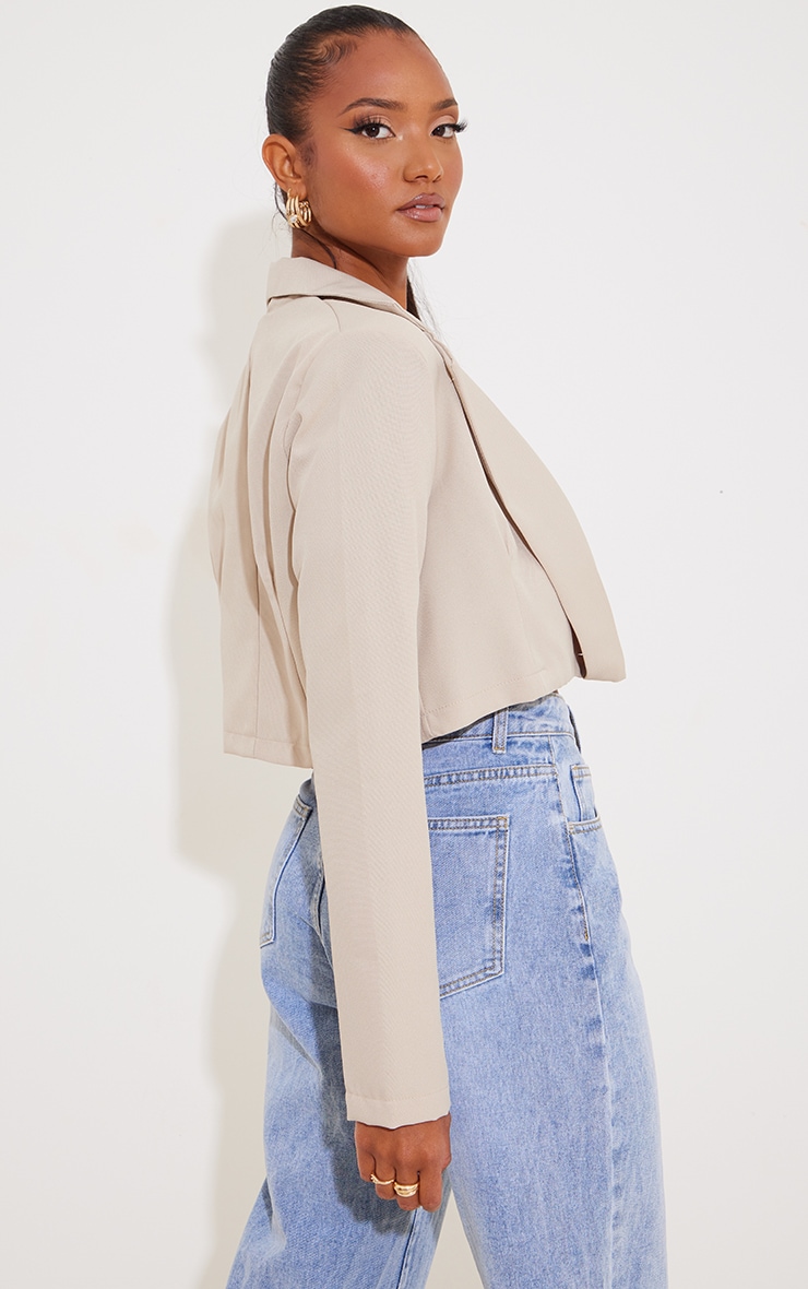 Stone Basic Cross Over Detail Cropped Blazer image 2