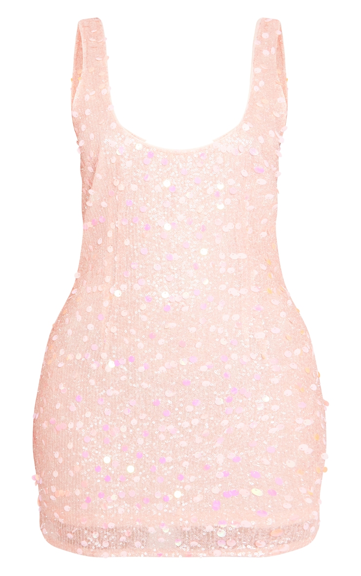 Petite Baby Pink Sequin Mini Dress image 1