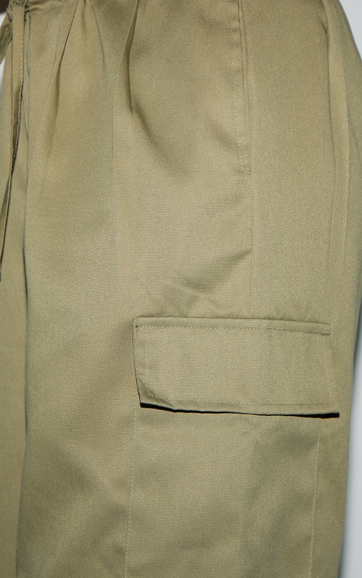 Plus Khaki Tie Waist Cargo Pant image 4