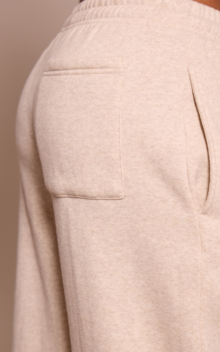 Pantalon sweat petite à coupe droite en molleton de coton avoine. image 4