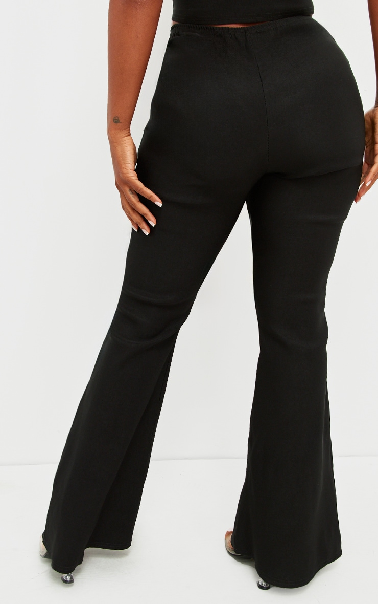 Shape Black Stretch Woven Ring Detail Flare Pants image 3