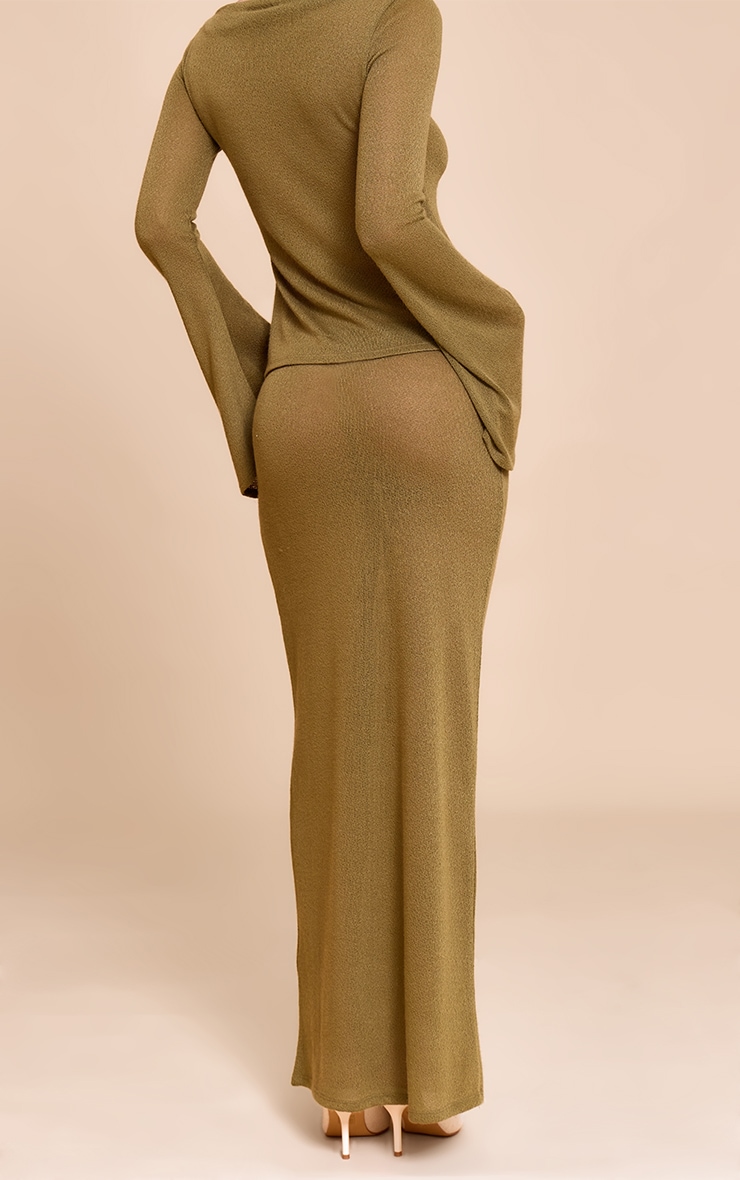 Olive Textured Maxi Skirt image 3