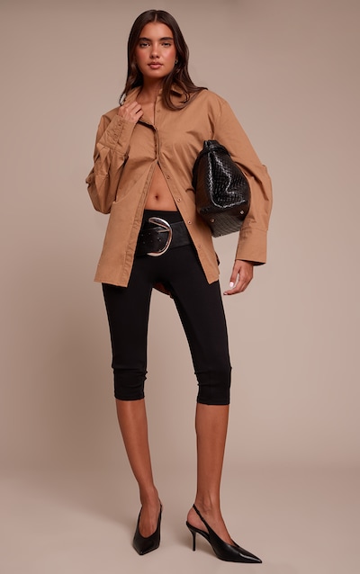 Chemise en coton marron clair à manchettes oversizes