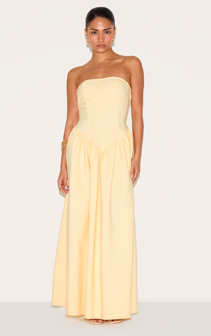 PrettyLittleThing☆Textured Plunge マキシドレス♪送料込 Cream Textured Plunge Trim Detail Maxi Dress | Dresses