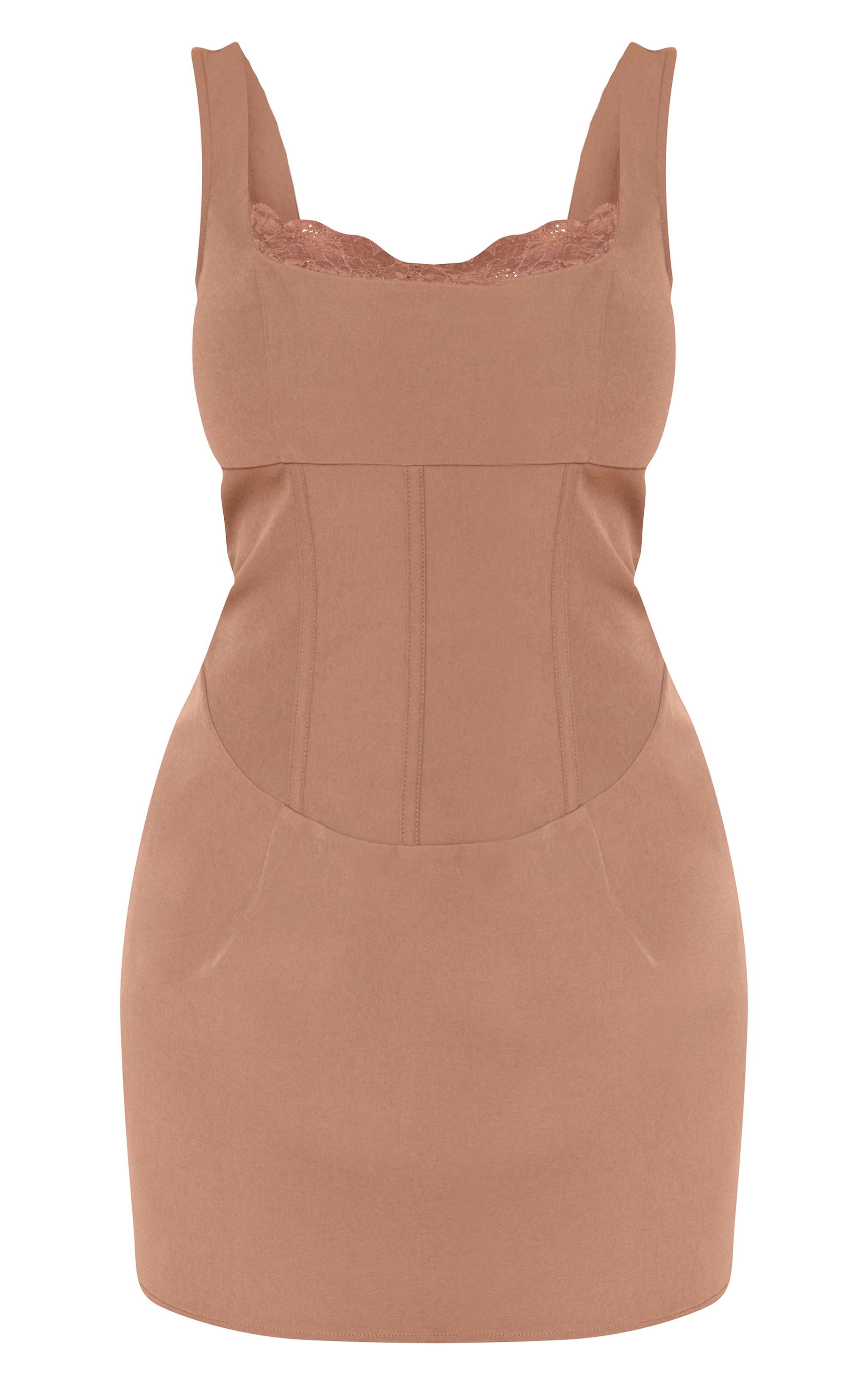 Shape Mocha Square Neck Tailored Mini Dress image 5