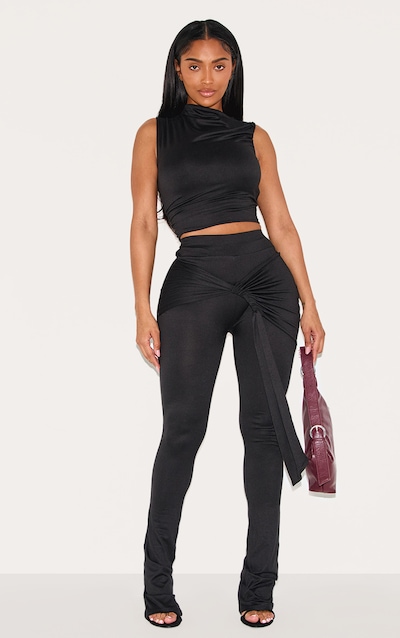 Shape Pantalon flare très doux noir à détail drapé noué