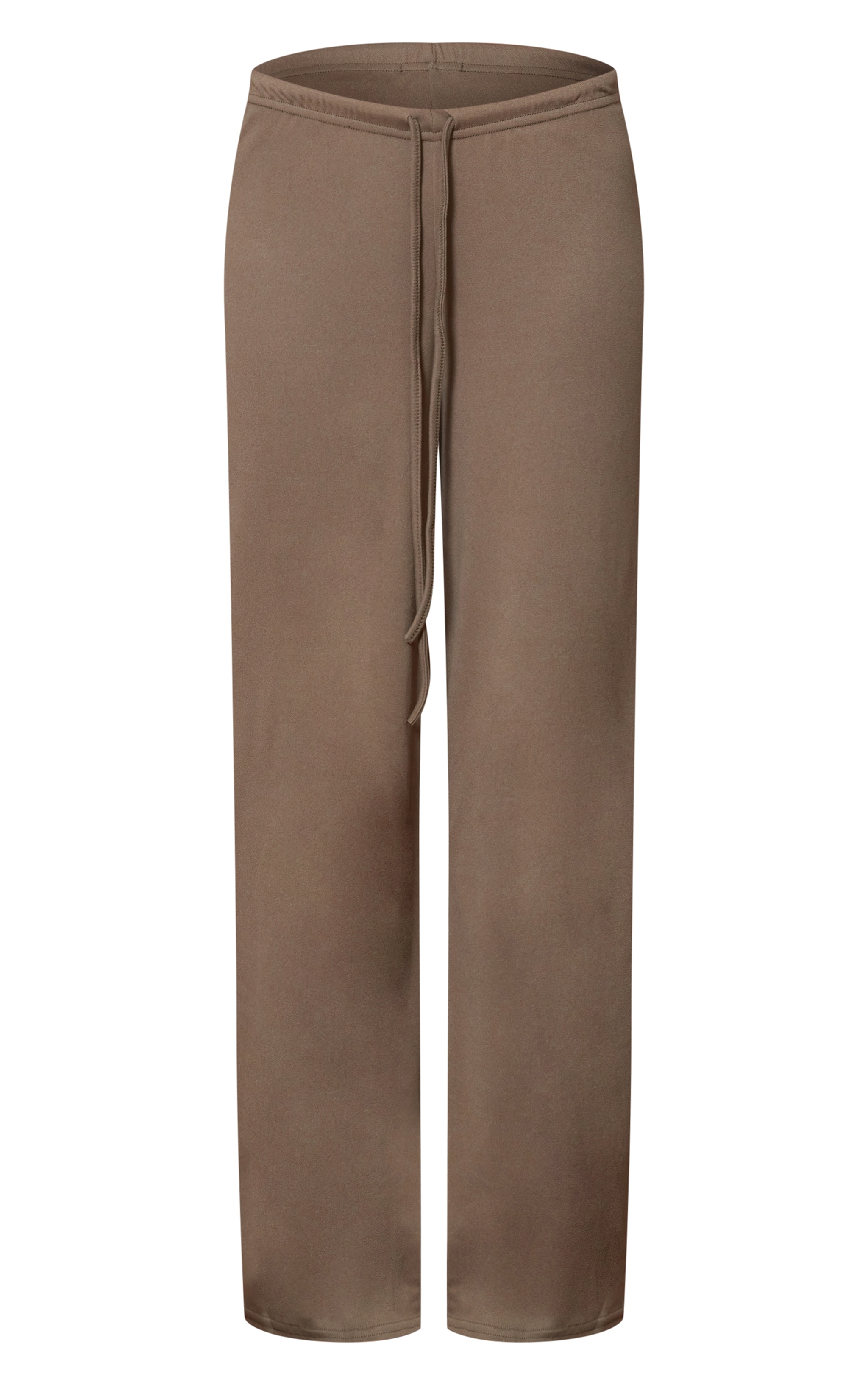Dark Taupe Soft Touch Tie Waist Casual Trousers image 5