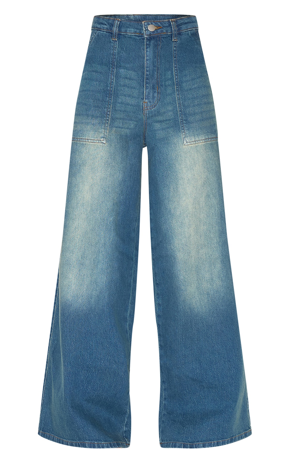 The Classique Wide Leg Jeans - Mid Wash Blue