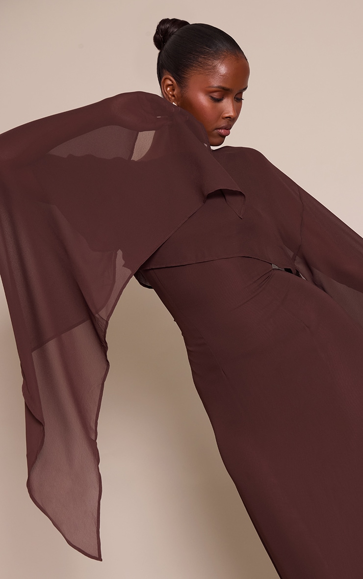Chocolate Cape Detail Maxi Dress image 4