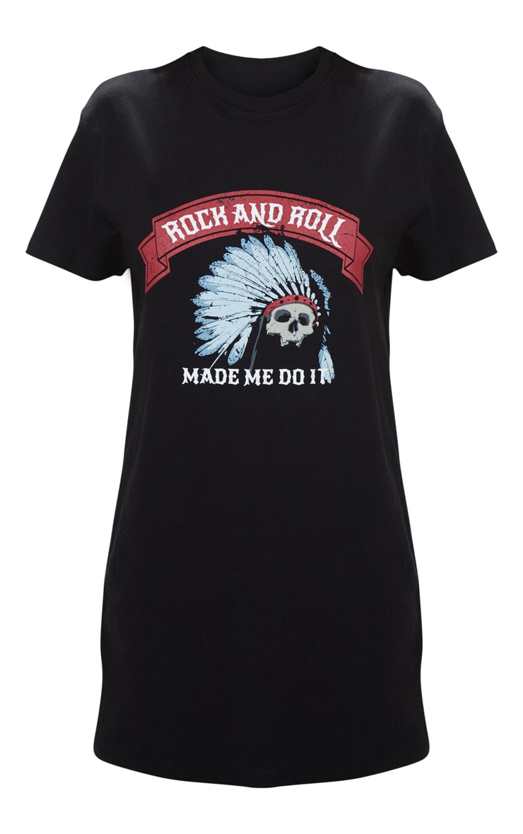 Black Rock And Roll T Shirt Dress Dresses PrettyLittleThing
