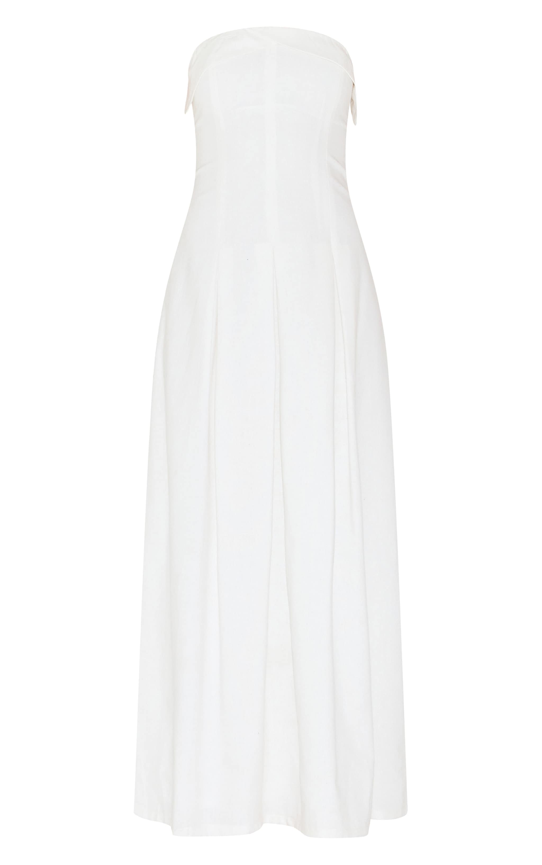White Bandeau Pleated Midaxi Dress image 5