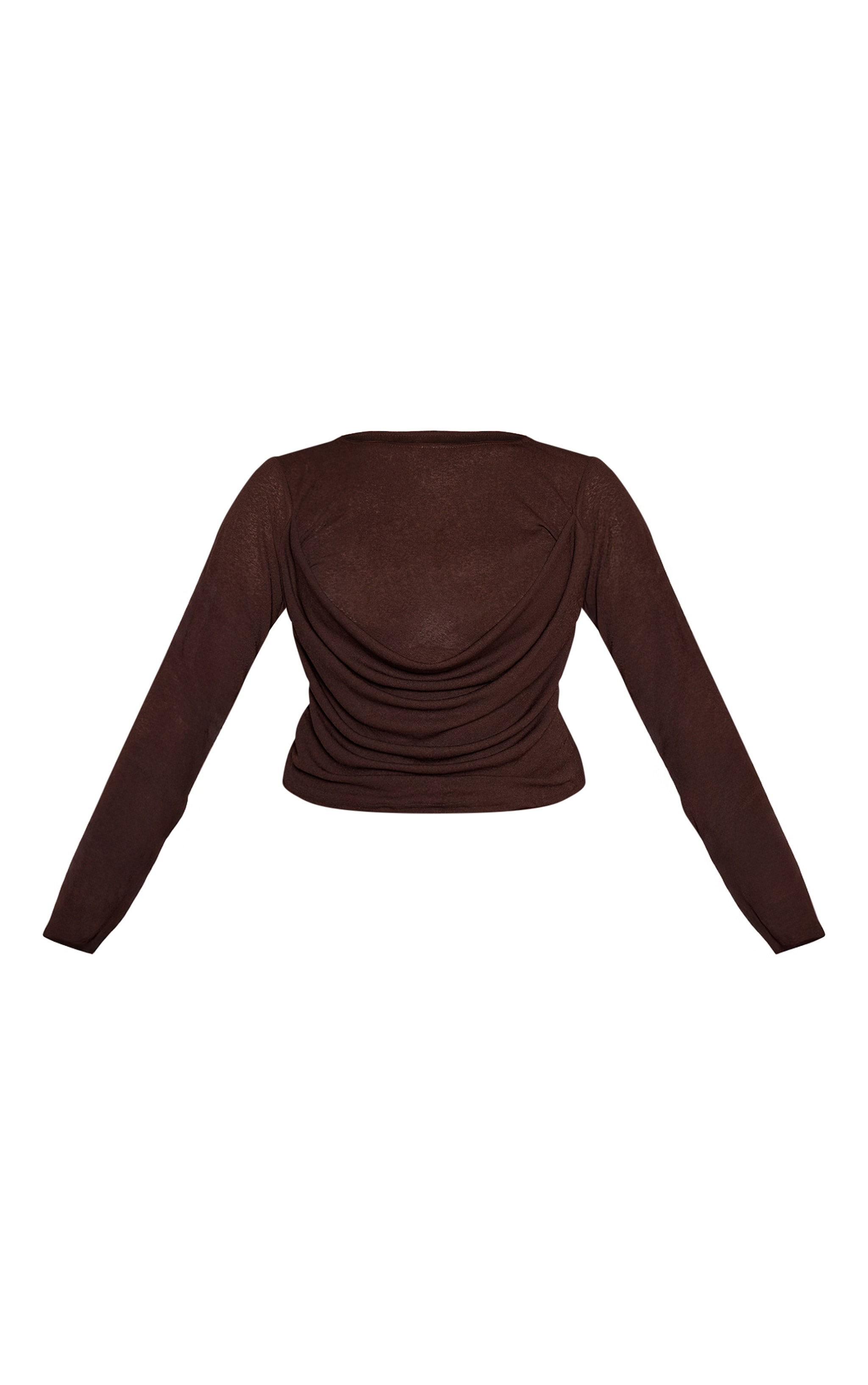 Plus Chocolate Drape Detail Long Sleeve Top image 5