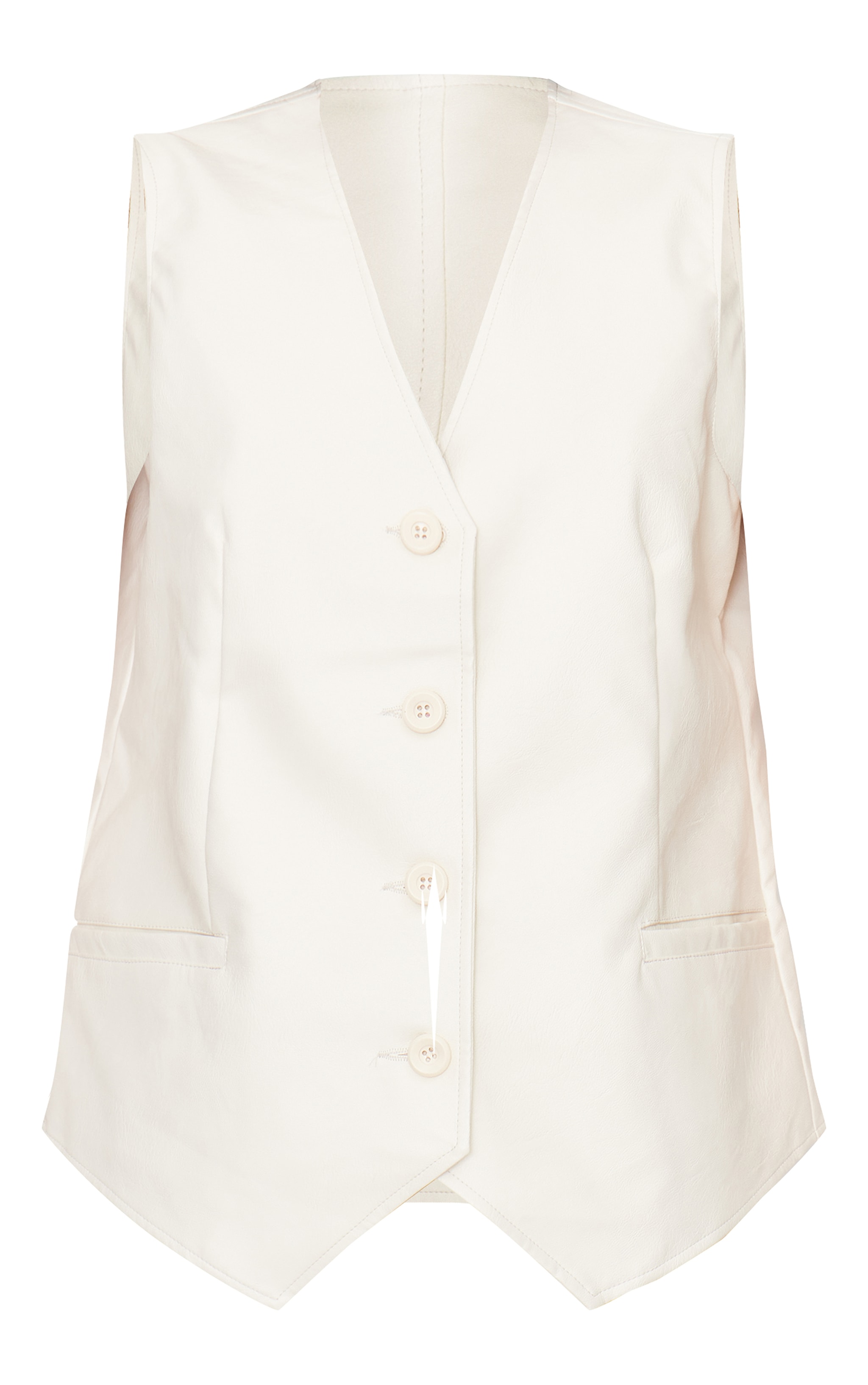Cream Faux Leather Oversized Vest image 5