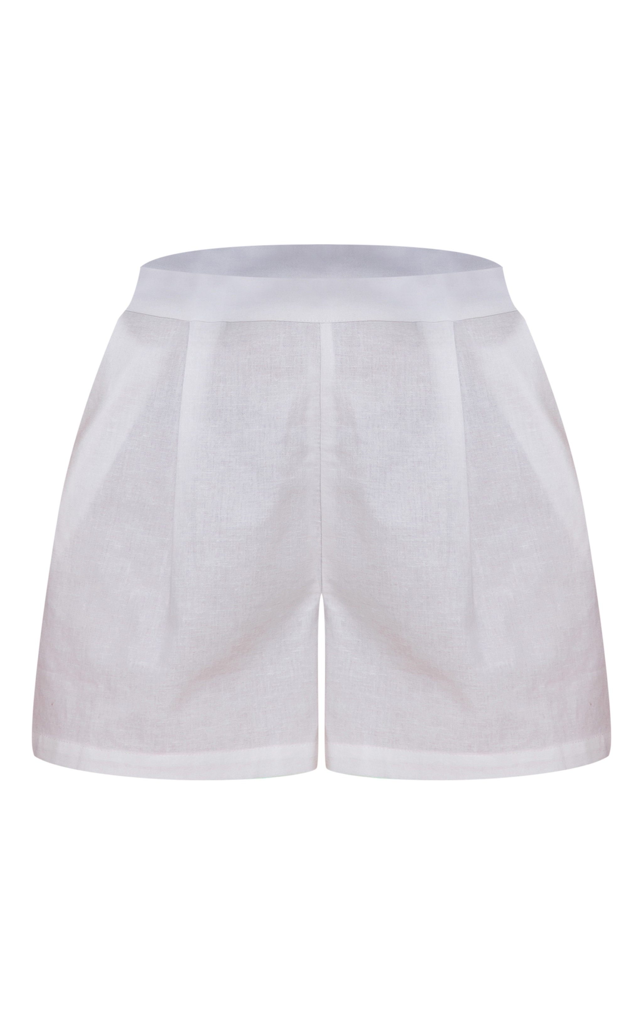 White Linen Look Oversized Detail Floaty Short image 6