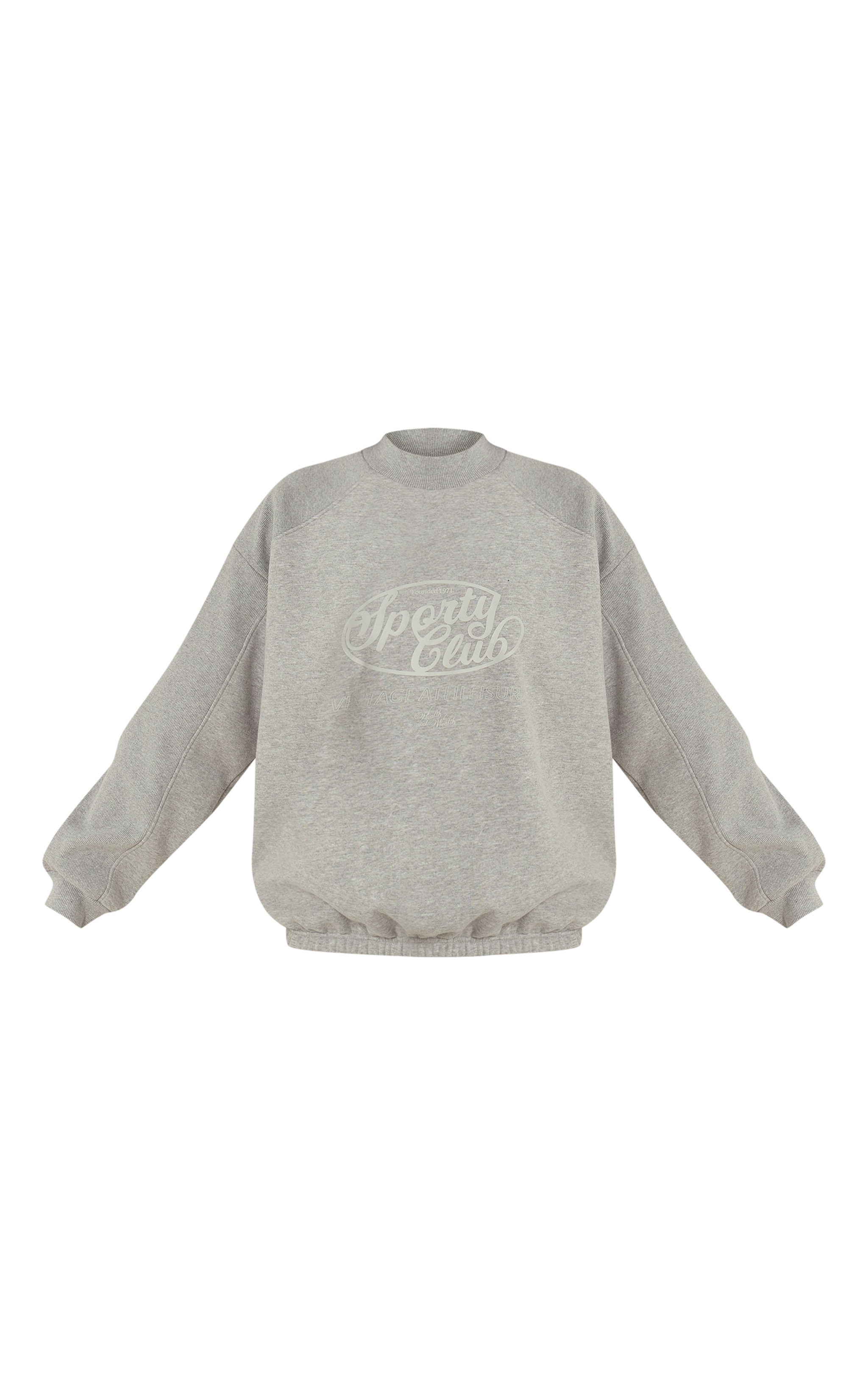 Grey Marl Rib Panel Fleeceback Sweatshirt image 5