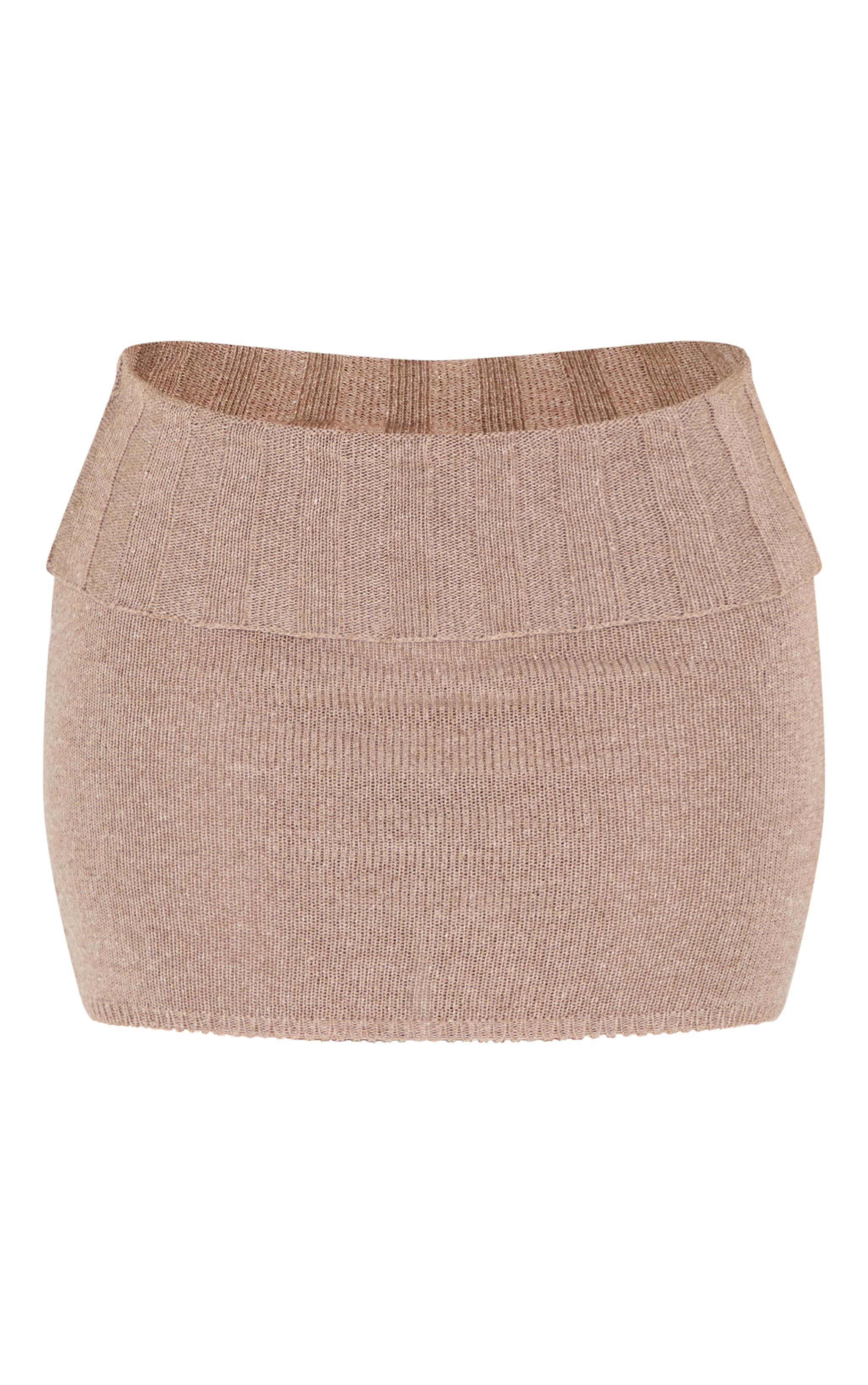 Petite Taupe Foldover Knit Mini Skirt image 6
