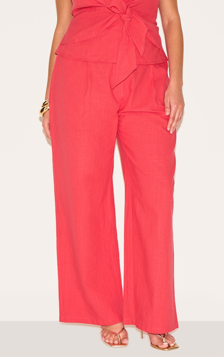 Plus Red Linen Pintuck Pant image 2